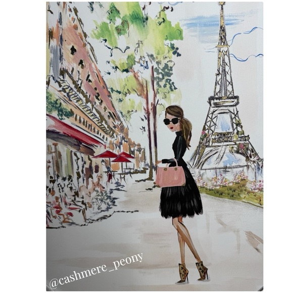 CKD Girl in Paris Eiffel Tower Cafe Printed Canvas Art - Picture 7 of 7